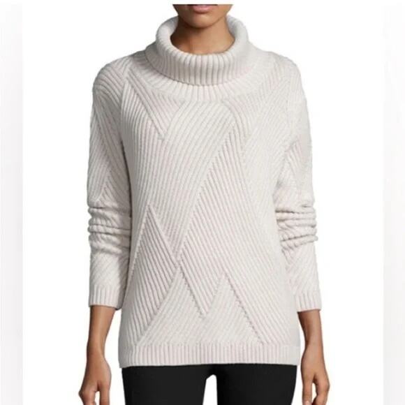 Rag & Bone Small Cream Merino Wool Turtleneck Sweater Textured Thick Cozy 100% - Picture 1 of 8